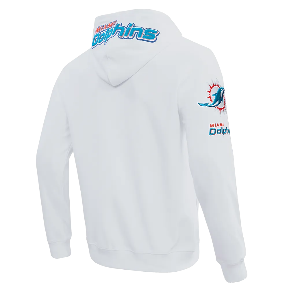 NFL MIAMI DOLPHINS CLASSIC CHENILLE MEN'S DK FZ PO HOODIE (WHITE)