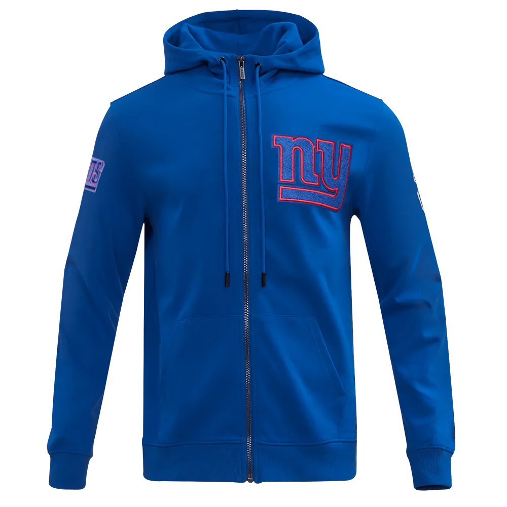 NFL NEW YORK GIANTS CLASSIC CHENILLE MEN'S FZ HOODIE (DODGER BLUE)