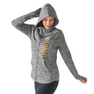 NFL Pittsburgh Steelers Women's Recovery Grey Full Zip Hoodie - L