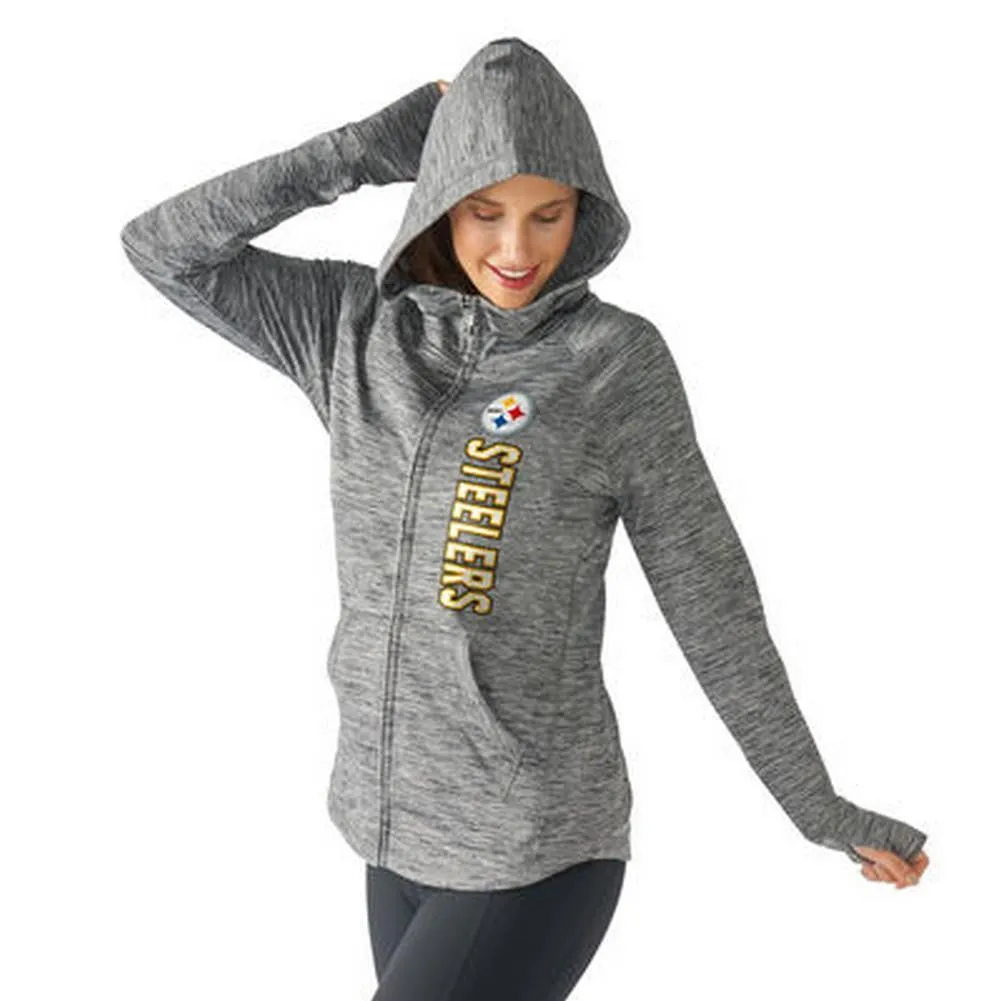 NFL Pittsburgh Steelers Women's Recovery Grey Full Zip Hoodie - L