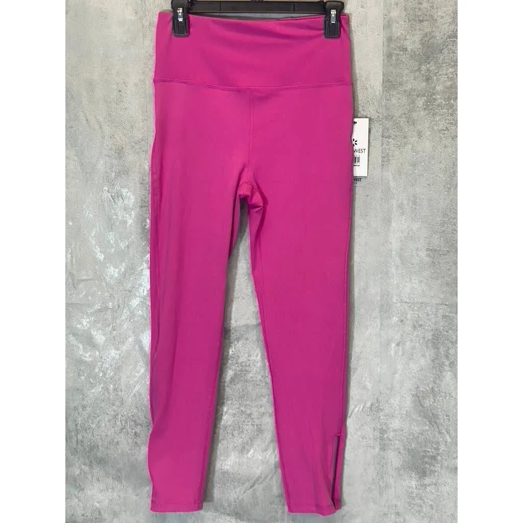 NINE WEST Women's Pink Beauty Crapped Zipper Hem Pull-On Stretch High-Waist Active Leggings SZ M
