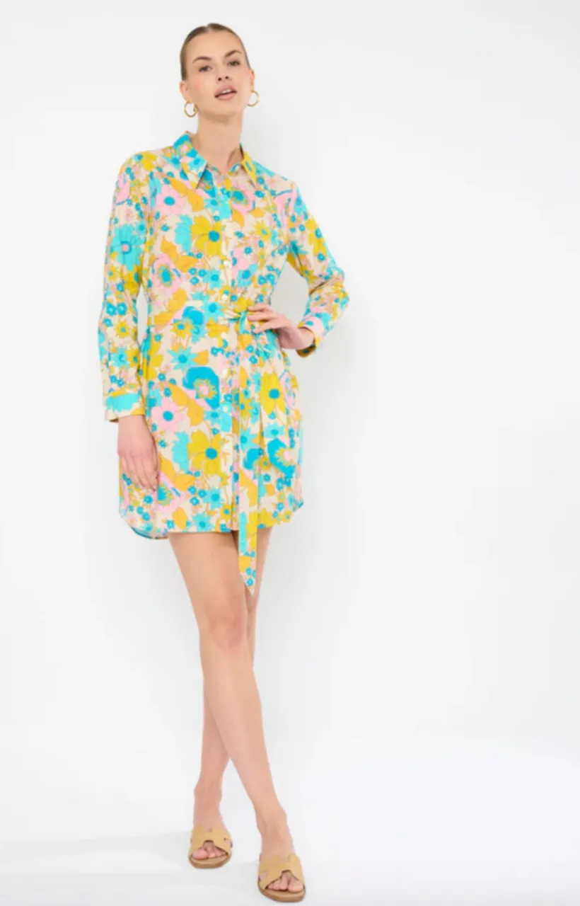 Niva Dress in Cheery Ivory Dark Tones Retro Detail