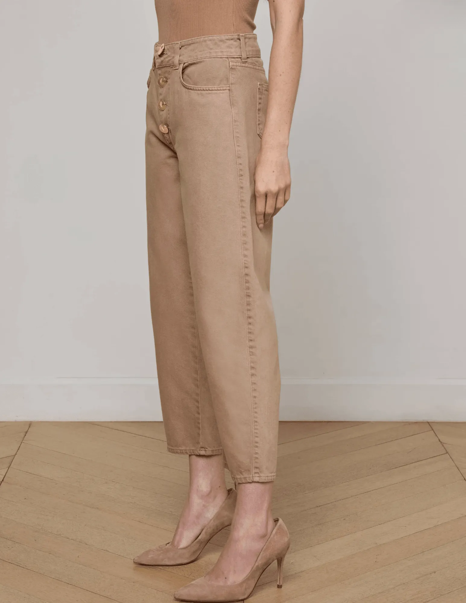 L??AGENCE Liora High Rise Cropped Jeans in Dark Cappuccino Comfy Design