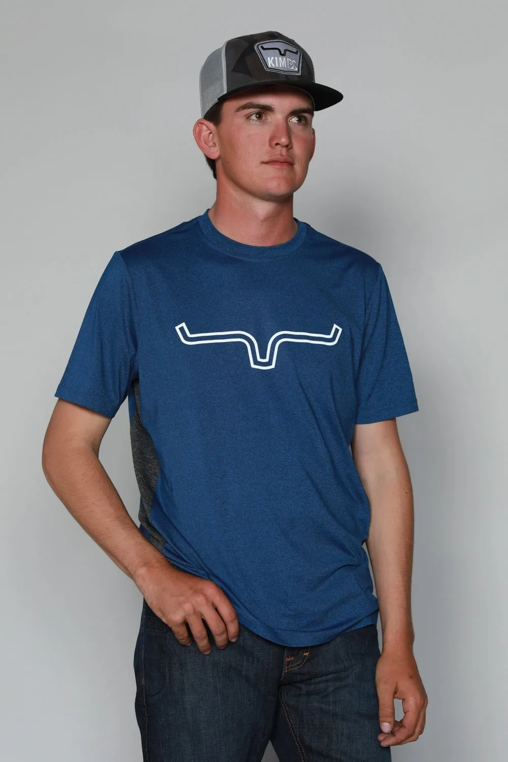 Tailored Silhouette Fitted Silhouette Kimes Ranch Mens Phase 2 Tech Tee Navy Polyester Blend S/S T-Shirt