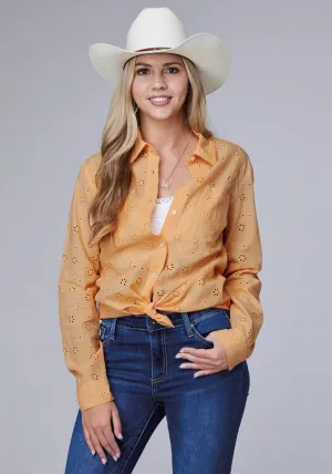 No Fade Print Roper Womens Boyfriend Eyelets Yellow/Gold 100% Cotton L/S Blouse Roper Womens Boyfriend Eyelets Yellow/Gold 100% Cotton L/S Blouse Sustainable Choice