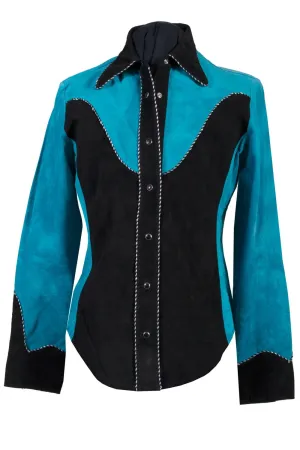 No Gap Waist Scully Womens Two Tone Western Black/Blue Leather Leather Jacket Scully Womens Two Tone Western Black/Blue Leather Leather Jacket Modern Shopping Day tailored look