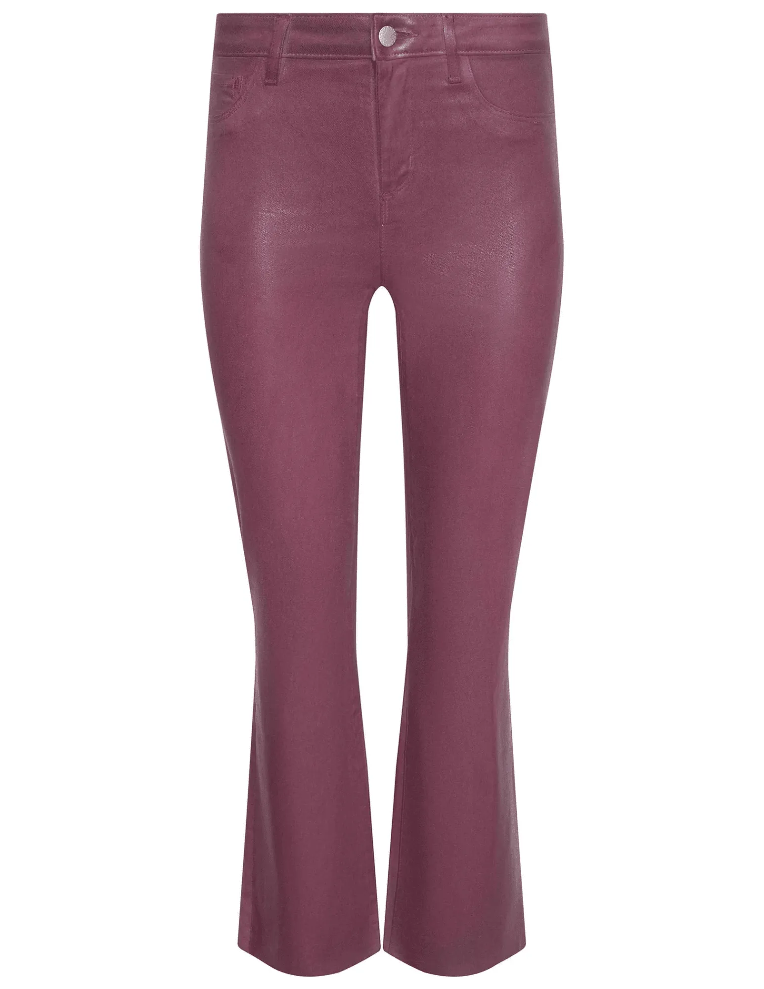 L'AGENCE Kendra High Rise Cropped Coated Jeans in Deep Mauve All Day Comfort