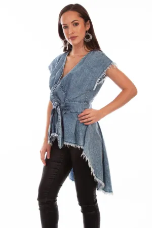 No Slip Collar Scully Womens Denim 100% Cotton Frayed S/L Tunic Scully Womens Denim 100% Cotton Frayed S/L Tunic Waffle Weave