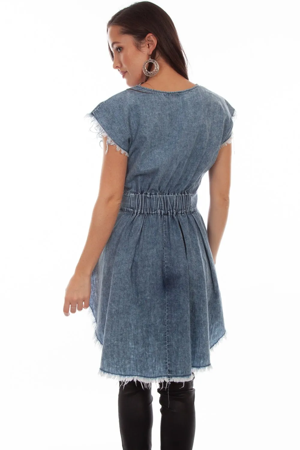Backpacking Trip Year-Round Wear Scully Womens Denim 100% Cotton Frayed S/L Tunic