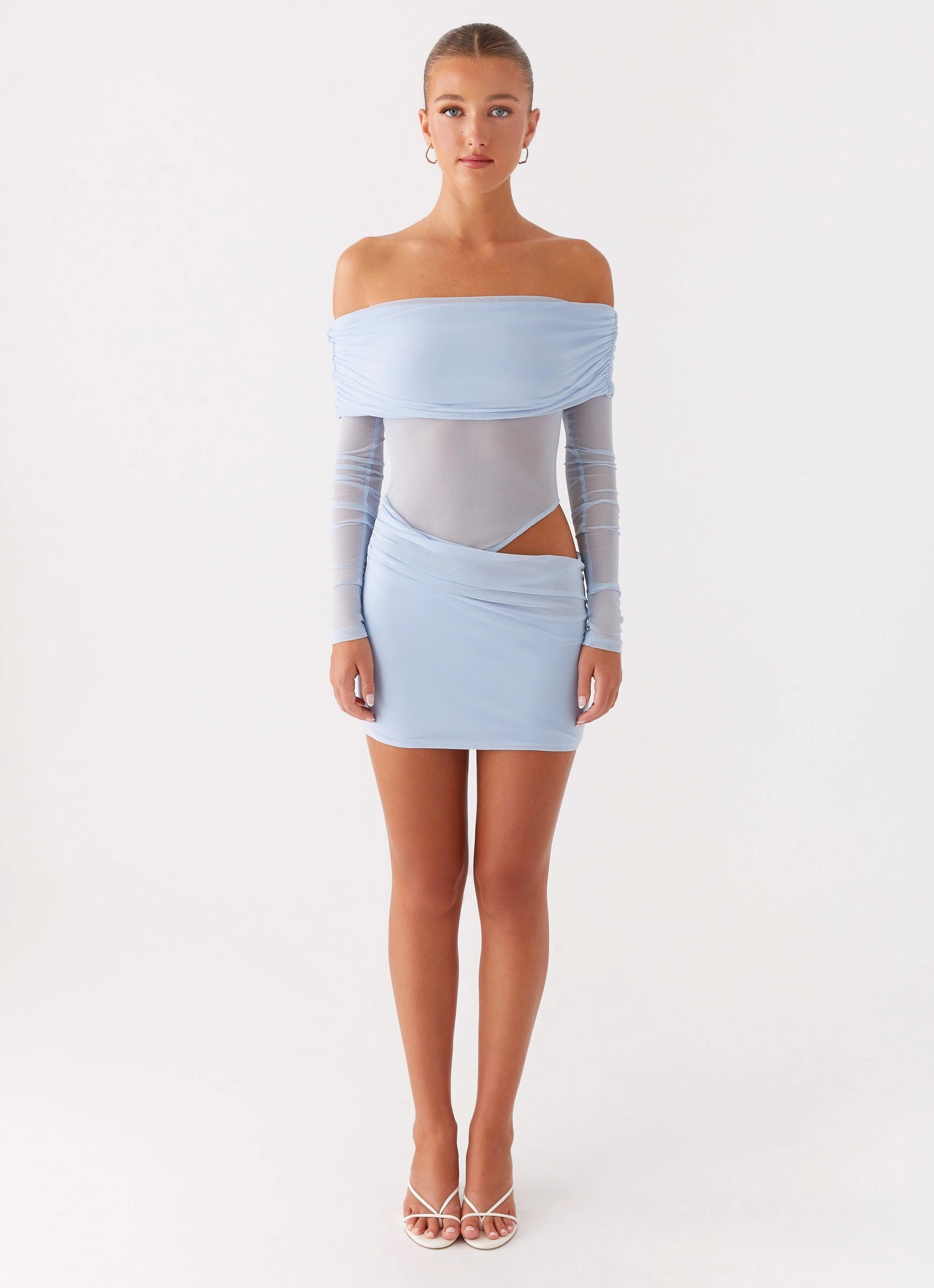 Flattering Waist Design No Doubt Mini Dress - Blue