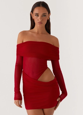 No Doubt Mini Dress - Red Closet Staple No Doubt Mini Dress - Red Hand-Wash Kimono-Sleeve