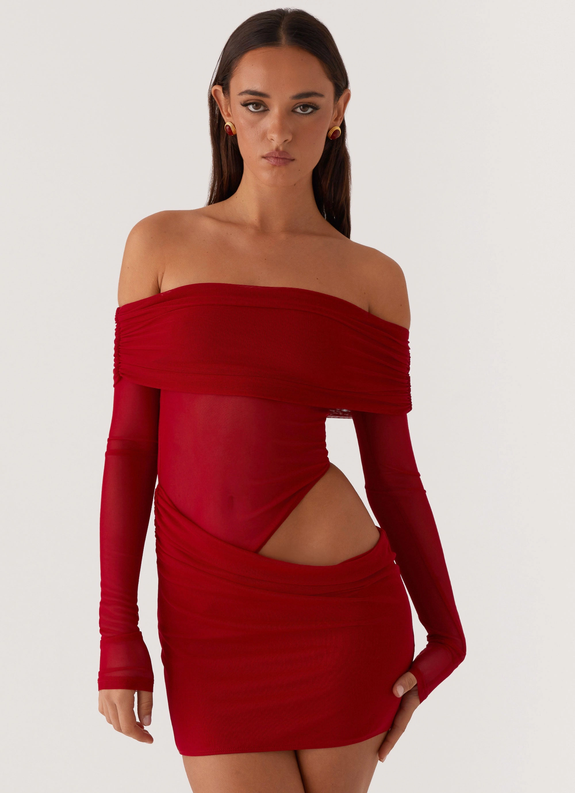 No Doubt Mini Dress - Red Hand-Wash Kimono-Sleeve