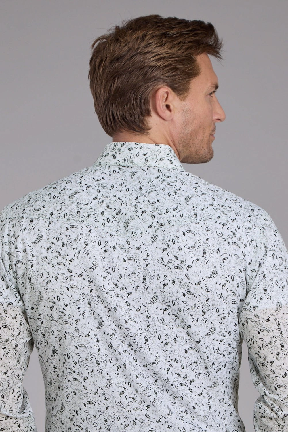 Smart Appearance Wardrobe Must-Have Roper Mens 2428 Paisley Black/White Cotton Blend L/S Shirt