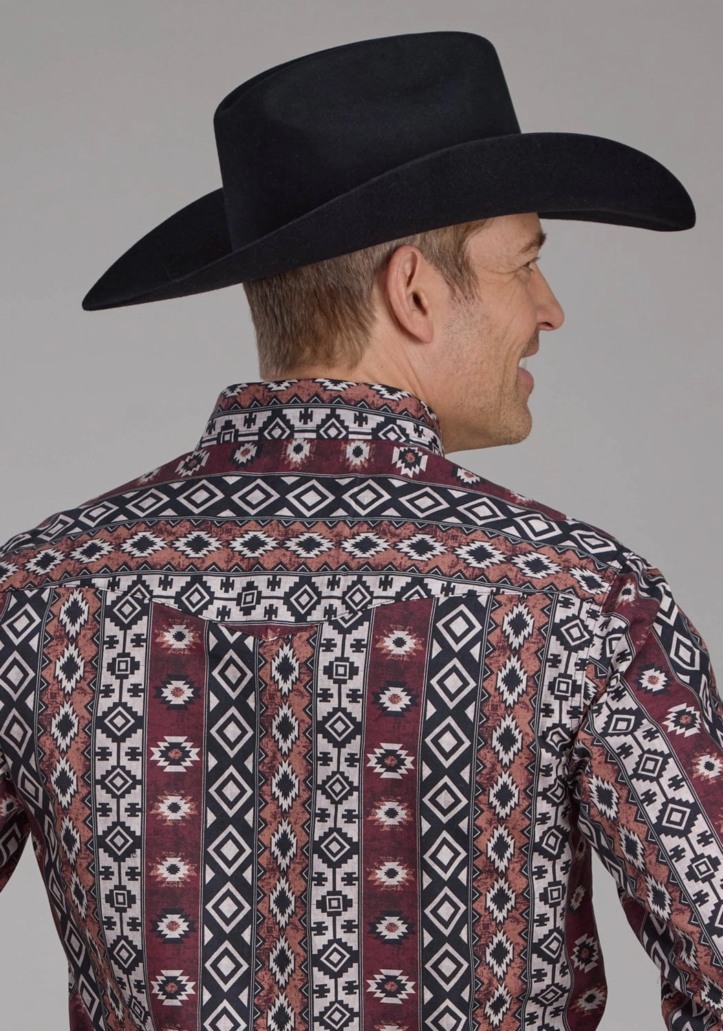 Versatile Wear Zip Front Roper Mens 2178 Winter Aztec Burgundy 100% Cotton L/S Shirt