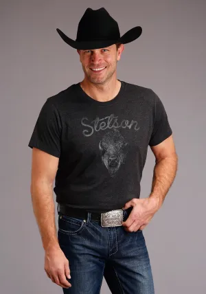 Non Iron Construction Stetson Mens Black Cotton Blend Buffalo Head S/S T-Shirt Stetson Mens Black Cotton Blend Buffalo Head S/S T-Shirt Gradient effect