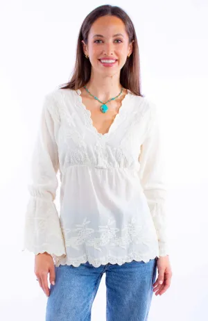 Non Iron Scully Womens Elastic Empire Style Vanilla 100% Cotton L/S Tunic Breathable Fit Vibrant Hue Scully Womens Elastic Empire Style Vanilla 100% Cotton L/S Tunic