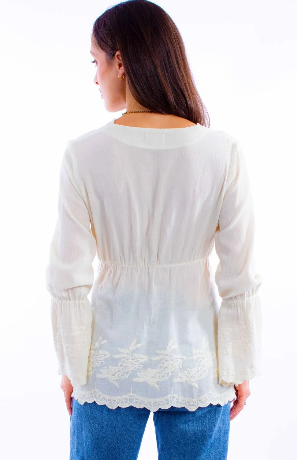 Contemporary Design Summer Outfit Scully Womens Elastic Empire Style Vanilla 100% Cotton L/S Tunic