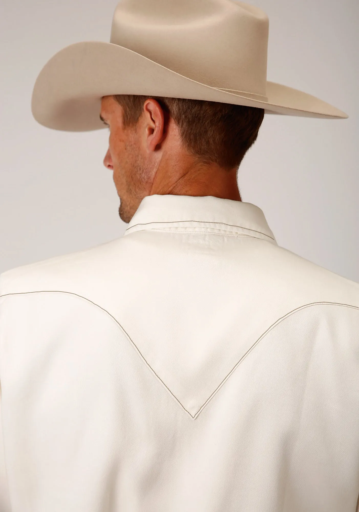 Stretchy Cloth Essential Piece Stetson Mens Cream Denim Original Rugged L/S Shirt