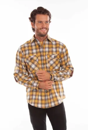 Non Twist Side Seams Scully Mens Golden/Black Wool Blend Plaid L/S Shirt Relaxed Wear Eco-friendly Scully Mens Golden/Black Wool Blend Plaid L/S Shirt
