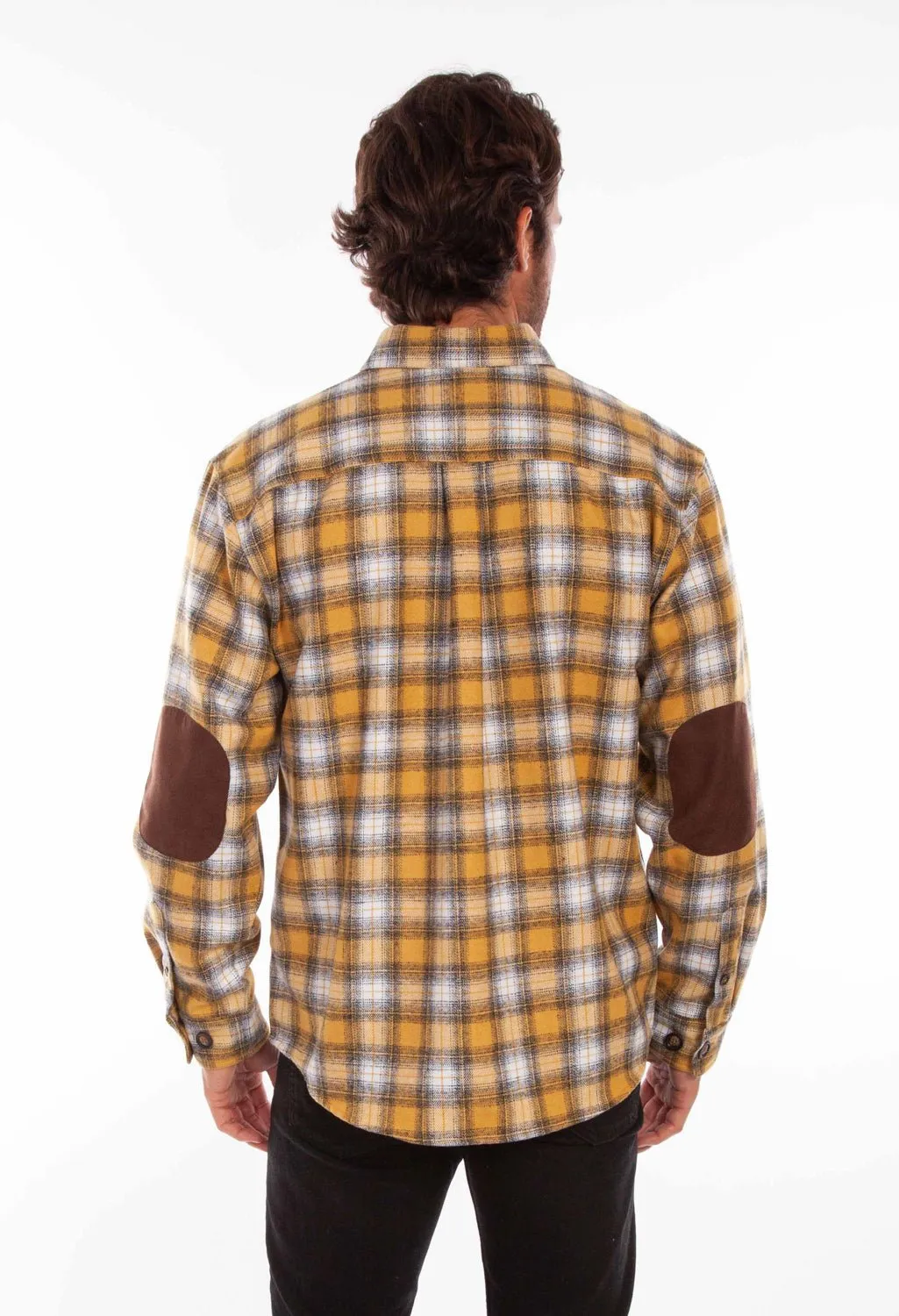 Trendy Layer Scully Mens Golden/Black Wool Blend Plaid L/S Shirt