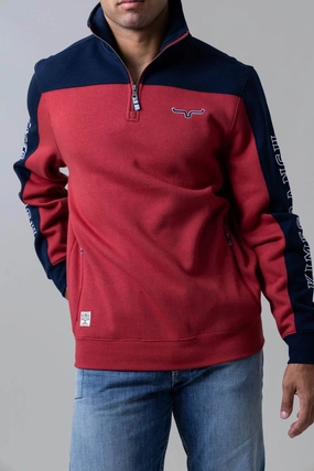 Non Iron Construction Kimes Ranch Mens Competitor Red Poly/Cotton 1/4 Zip Sweater Must-Have Item fade resistant color Kimes Ranch Mens Competitor Red Poly/Cotton 1/4 Zip Sweater