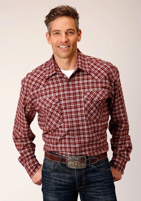 Non Restrictive Roper Mens Unlined Plaid Wine 100% Cotton L/S Shirt Roper Mens Unlined Plaid Wine 100% Cotton L/S Shirt Current Style