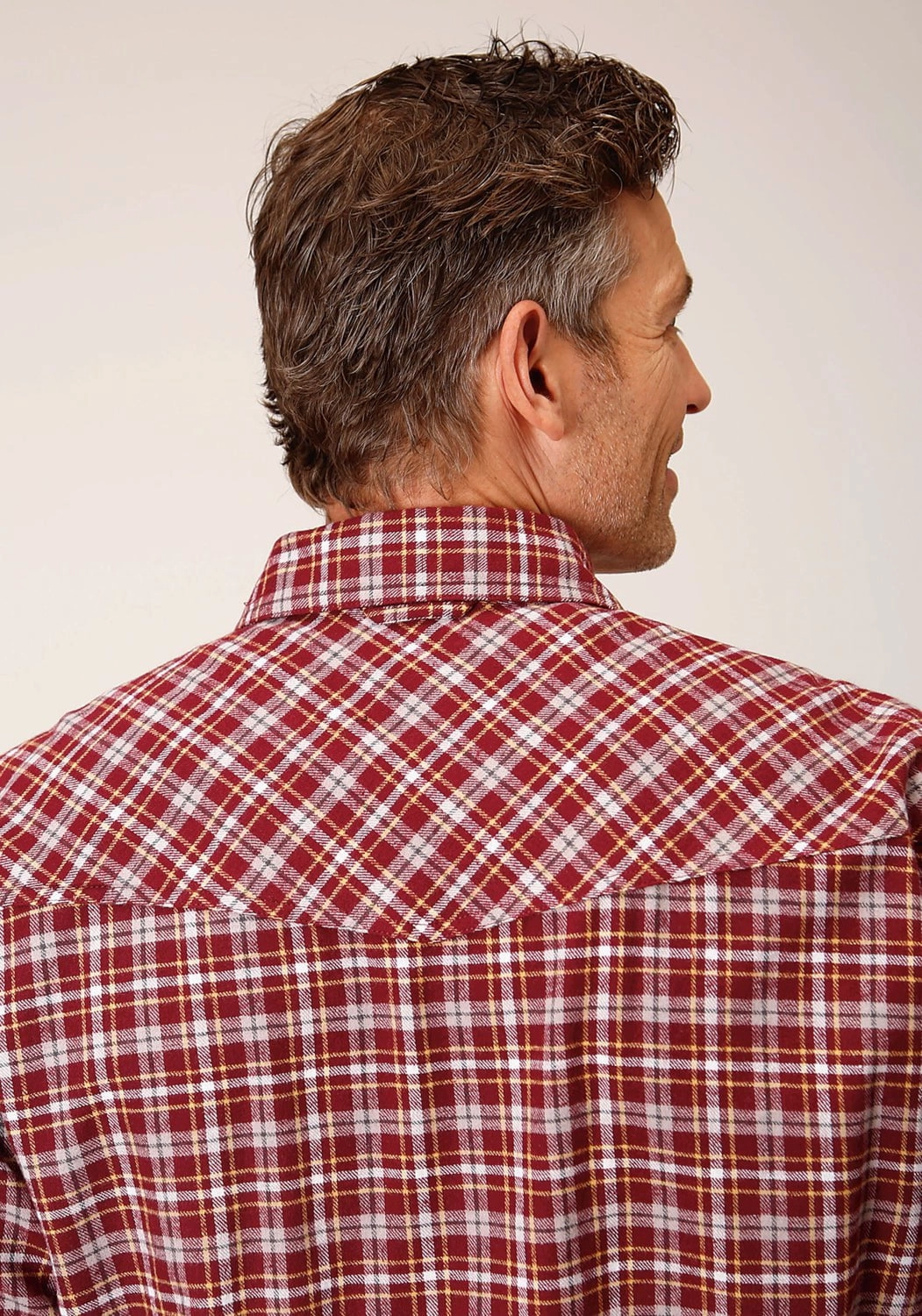Roper Mens Unlined Plaid Wine 100% Cotton L/S Shirt Classic Look