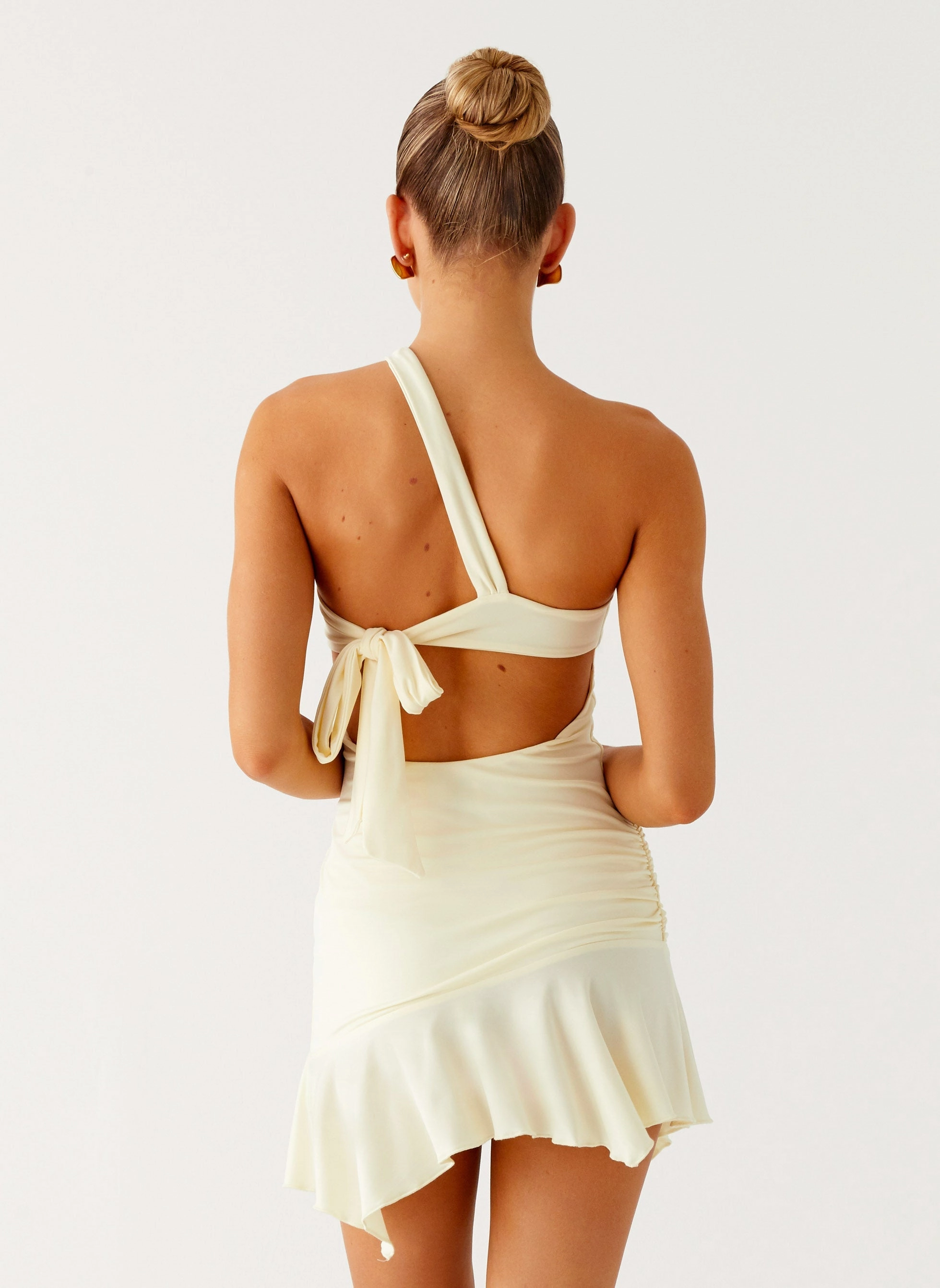 Not Your Fan Cut Out Mini Dress - Yellow Handmade