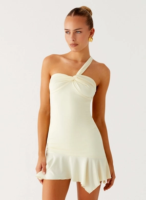 Not Your Fan Cut Out Mini Dress - Yellow Low Waist bold appearance Not Your Fan Cut Out Mini Dress - Yellow