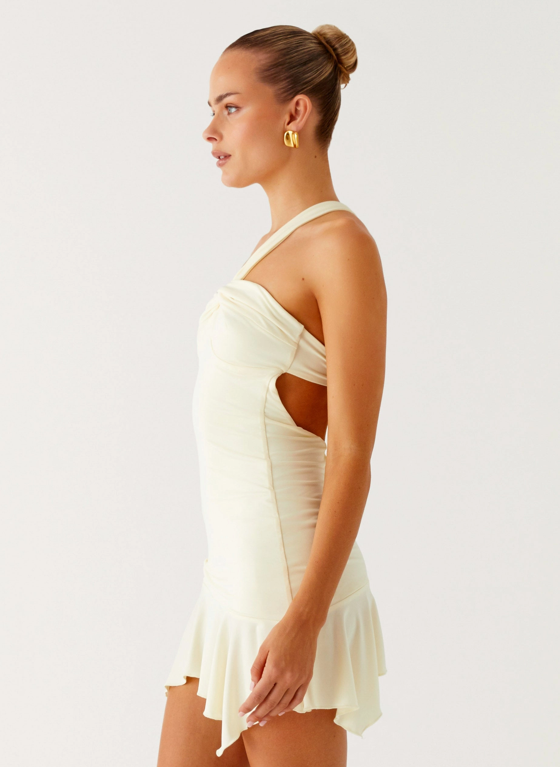 Smart and Stylish Not Your Fan Cut Out Mini Dress - Yellow