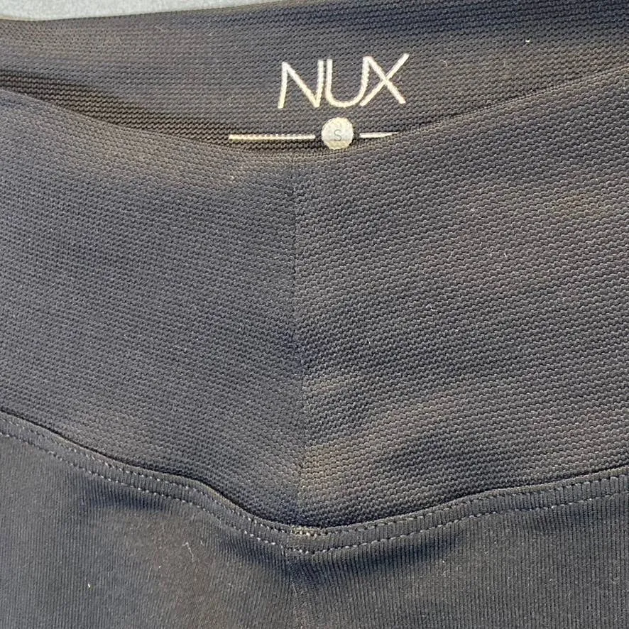 NUX Women's Solid Black V-Crop Medium-Rise Pull-On Capri Leggings SZ S