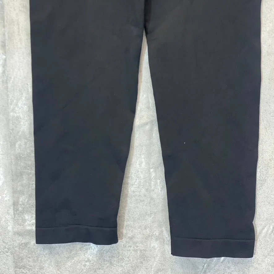 NUX Women's Solid Black V-Crop Medium-Rise Pull-On Capri Leggings SZ S