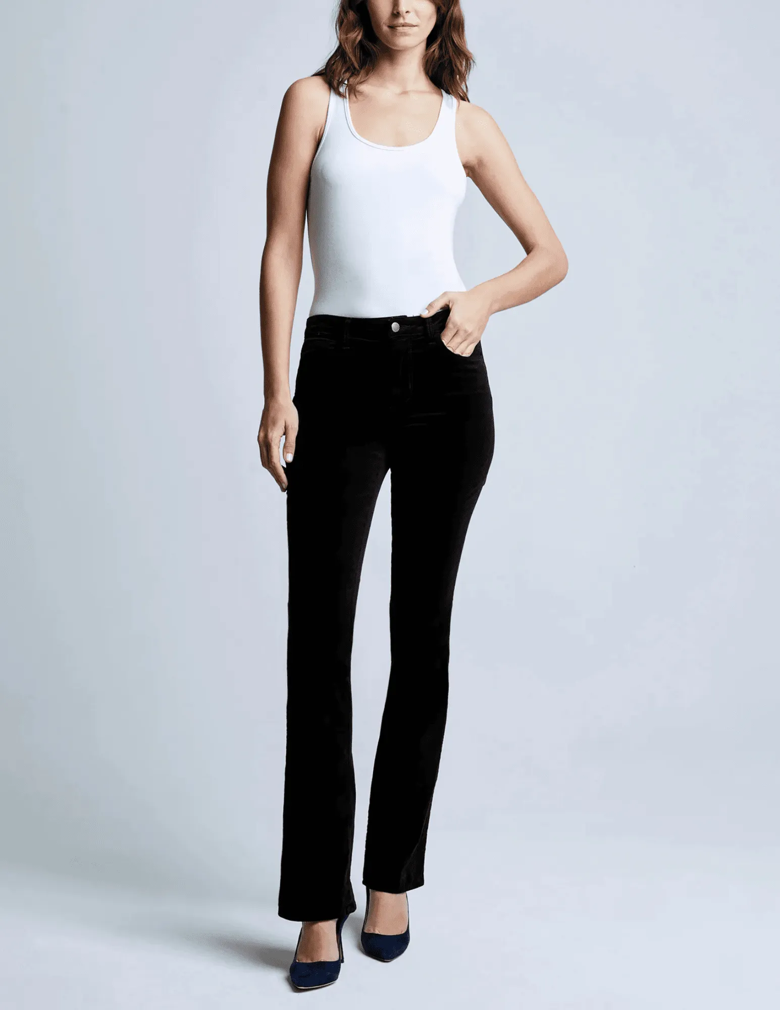 Effortless Comfort L'AGENCE Stevie Velvet Jeans in Noir