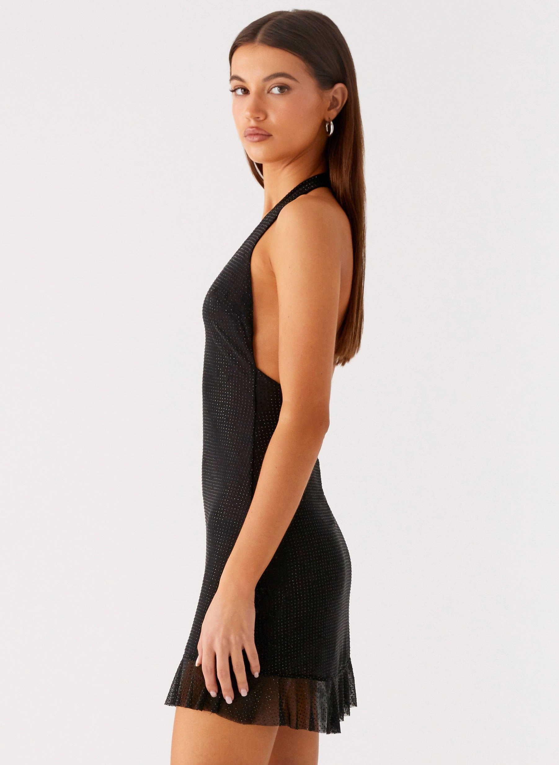 Comfy Style Casual Tones Odrella Sequin Mini Dress - Black