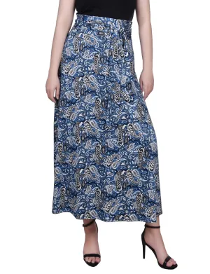 Off Shoulder Petite Maxi Skirt With Sash Waist Tie Sunset Look Pure Elegance Petite Maxi Skirt With Sash Waist Tie