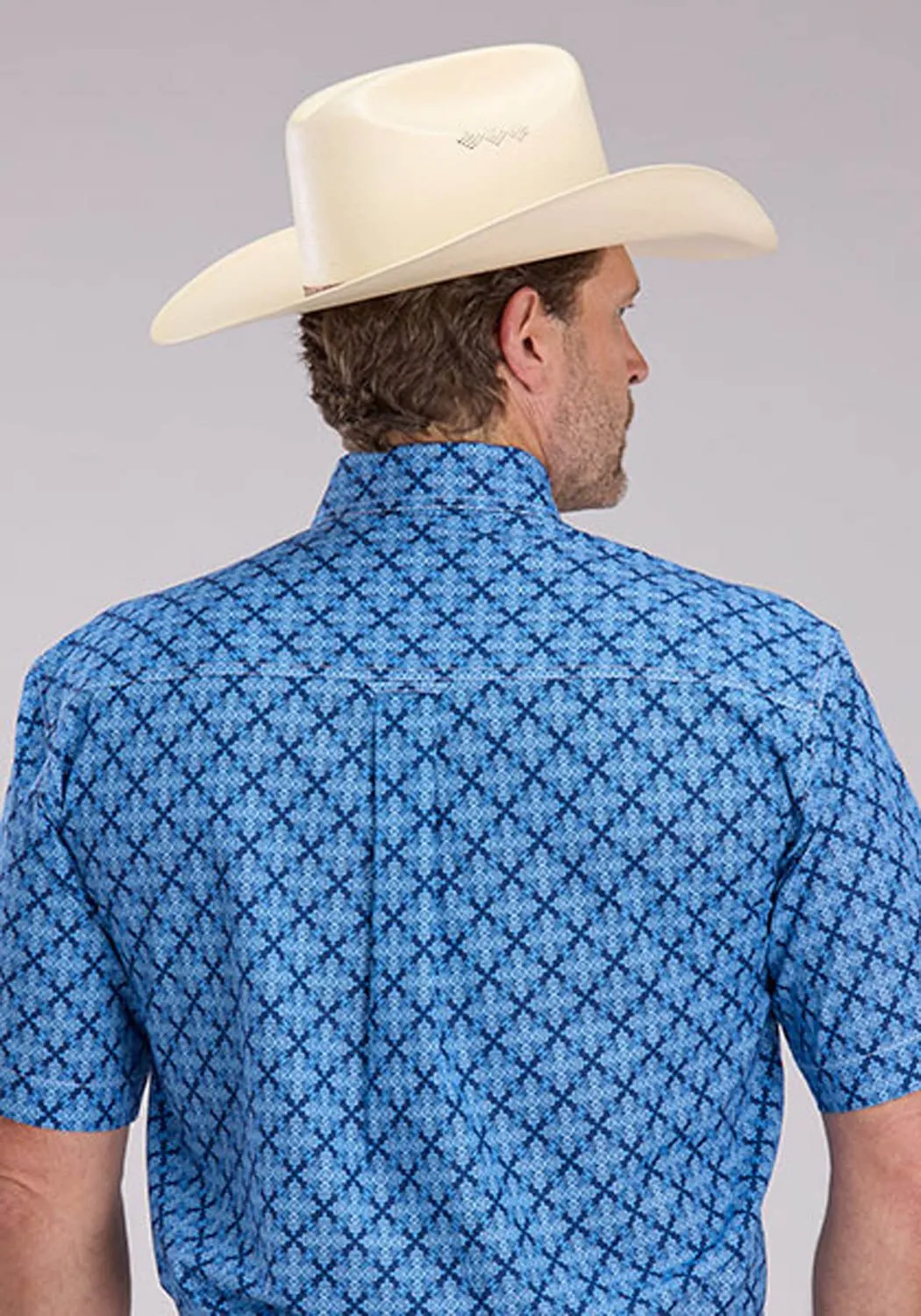 Roper Mens 2497 Ribbon Medallion Blue 100% Cotton 1 Pkt S/S Shirt Polka Dot Ethical production