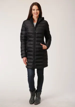 On-The-Go Roper Womens Down Coated Black Nylon Insulated Jacket Chill Comfort Unisex Look Roper Womens Down Coated Black Nylon Insulated Jacket