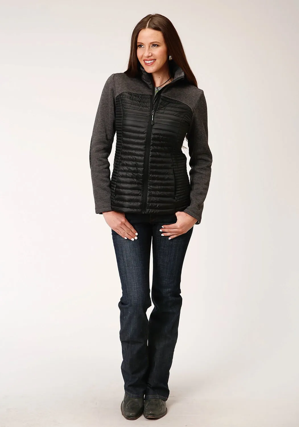 Roper Womens Black Nylon Down Filled Crushable Jacket Light material