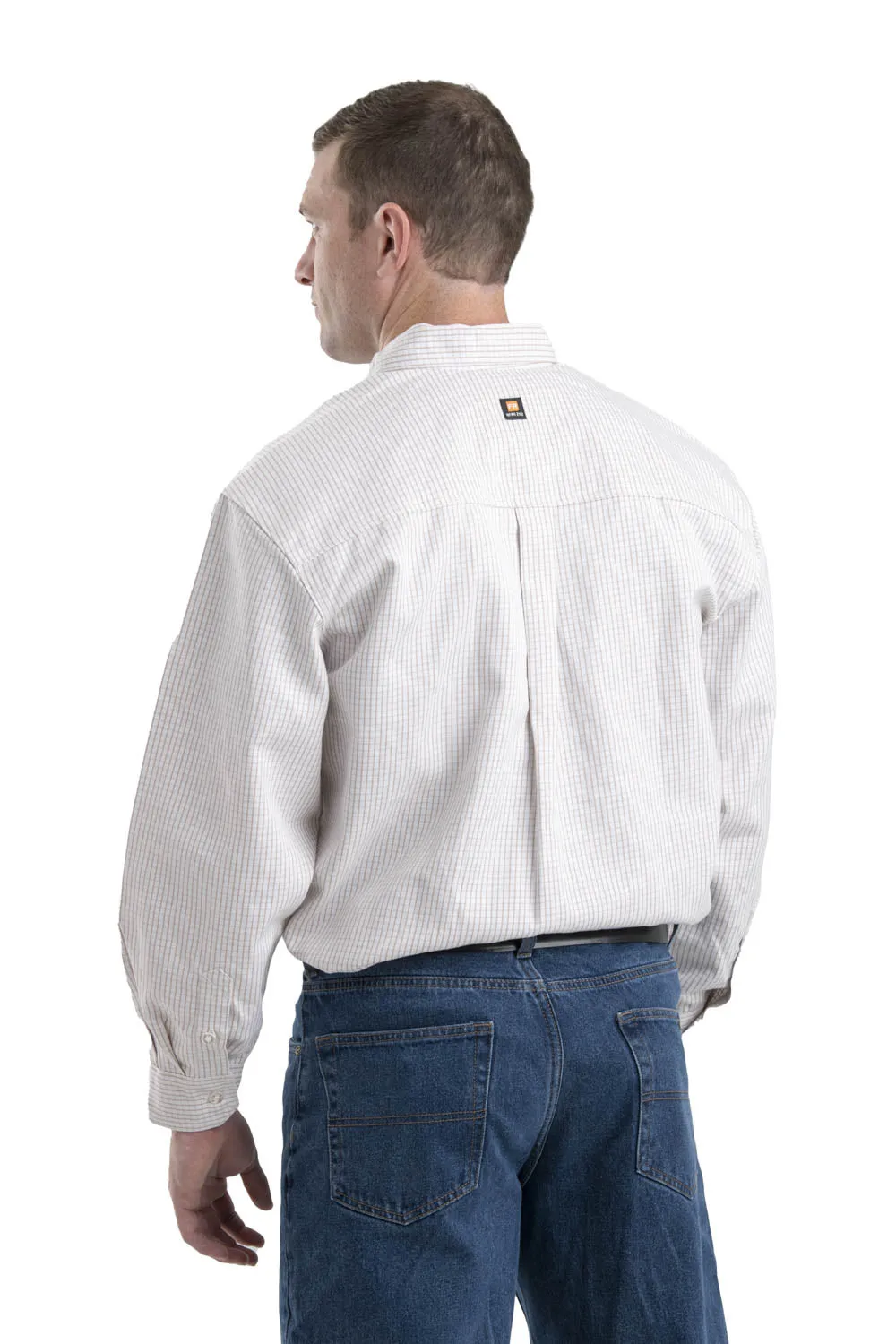 decorative element Edgy Fashion Berne Mens Khaki 100% Cotton FR Button Down Workshirt L/S