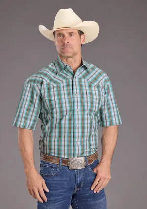 On-Trend Fashion Stetson Mens 2397 Vintage Plaid Turquoise 100% Cotton S/S Shirt Stetson Mens 2397 Vintage Plaid Turquoise 100% Cotton S/S Shirt Everyday Comfort