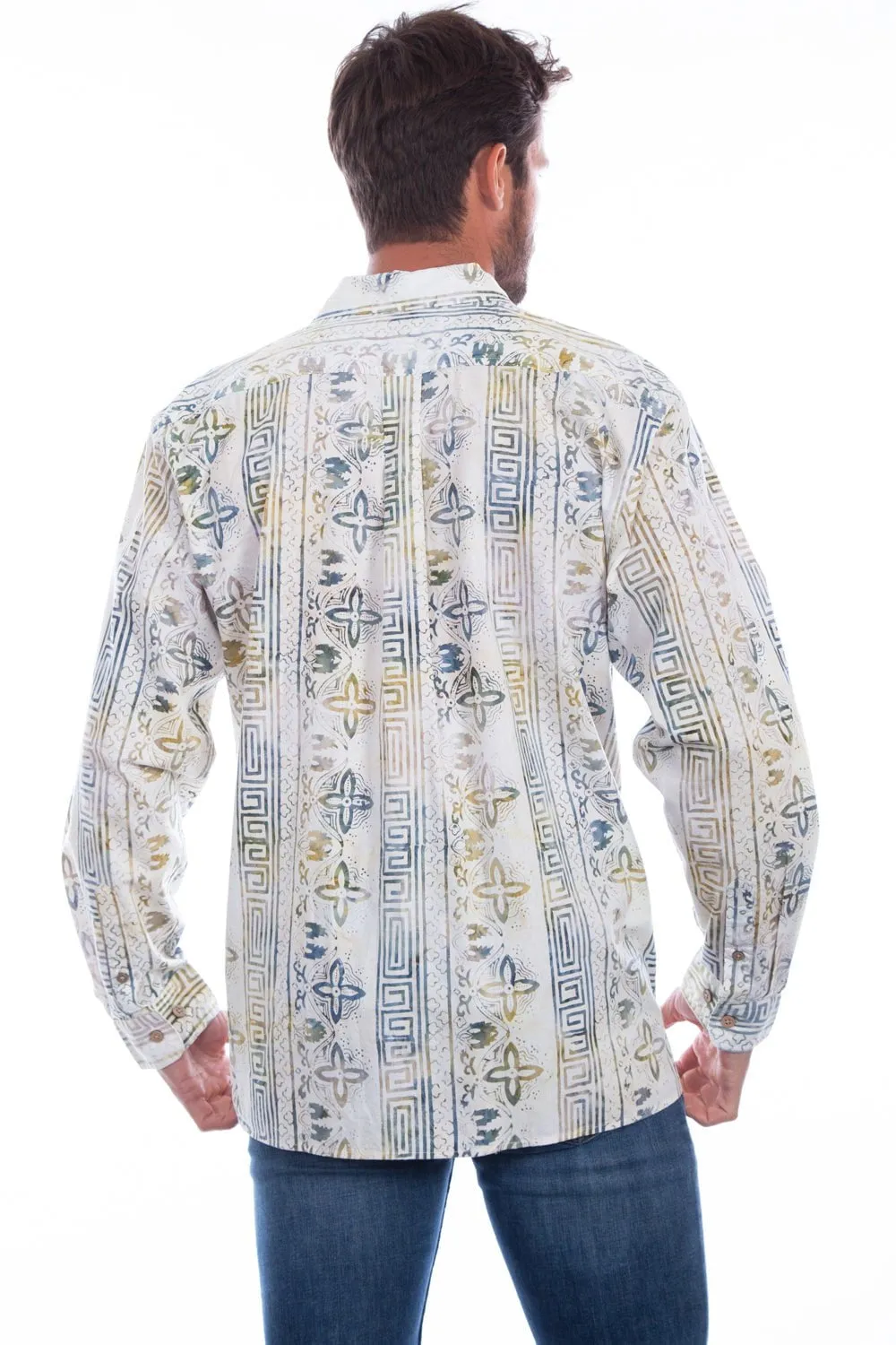 Compact Packing Non Irritating Tags Scully Mens Tiki 100% Cotton Batik Popover L/S Shirt
