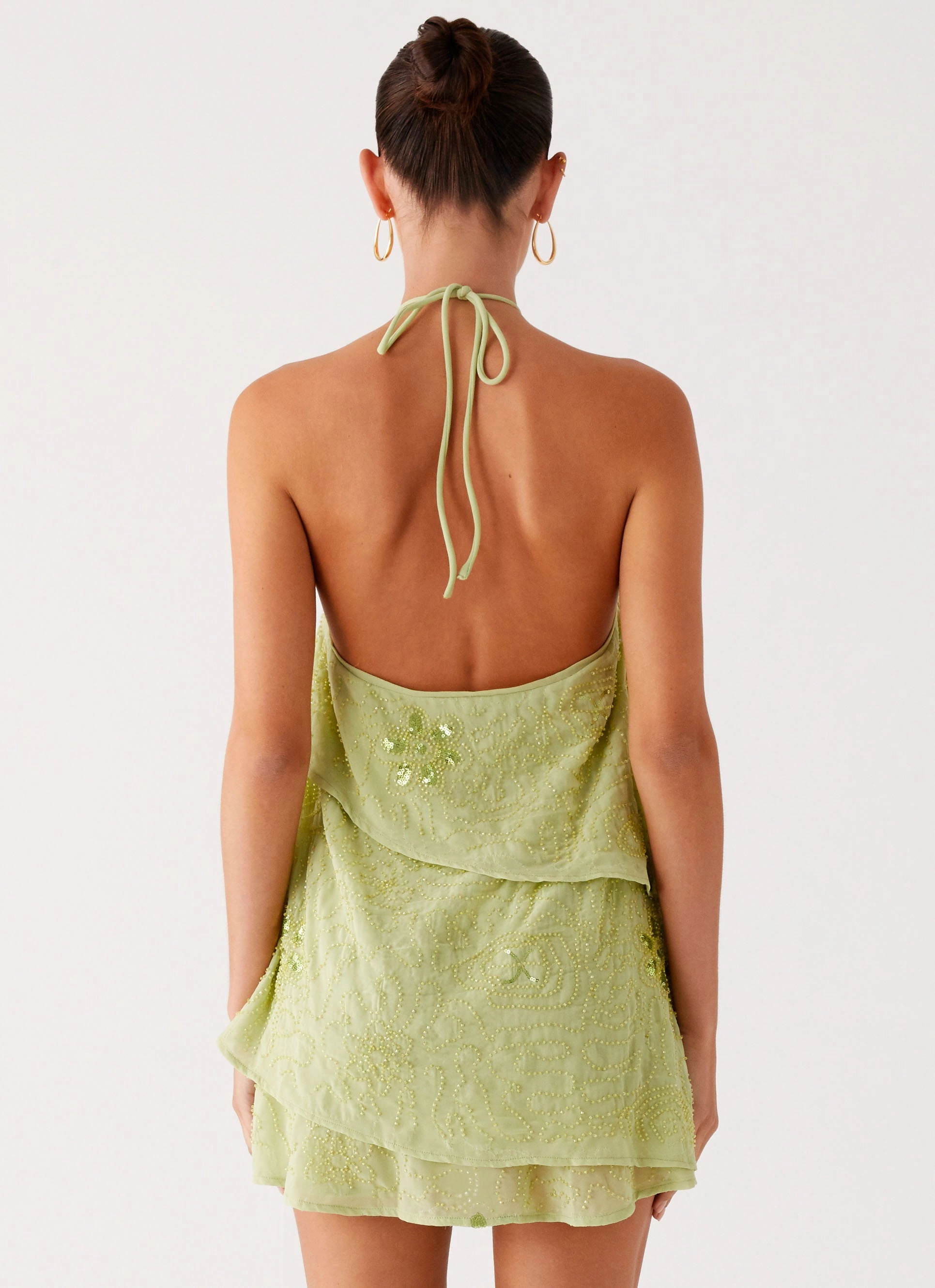 Modest Light Vibrant evening gown On The Go Beaded Mini Dress - Mint