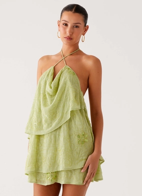 On The Go Beaded Mini Dress - Mint Rare Find Magnetic-Closure On The Go Beaded Mini Dress - Mint