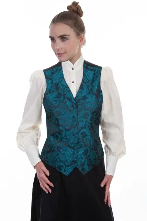 One Fit Style Scully Womens Teal Polyester Scroll Swirls Vest Scully Womens Teal Polyester Scroll Swirls Vest Trend Friendly Workday Outfit