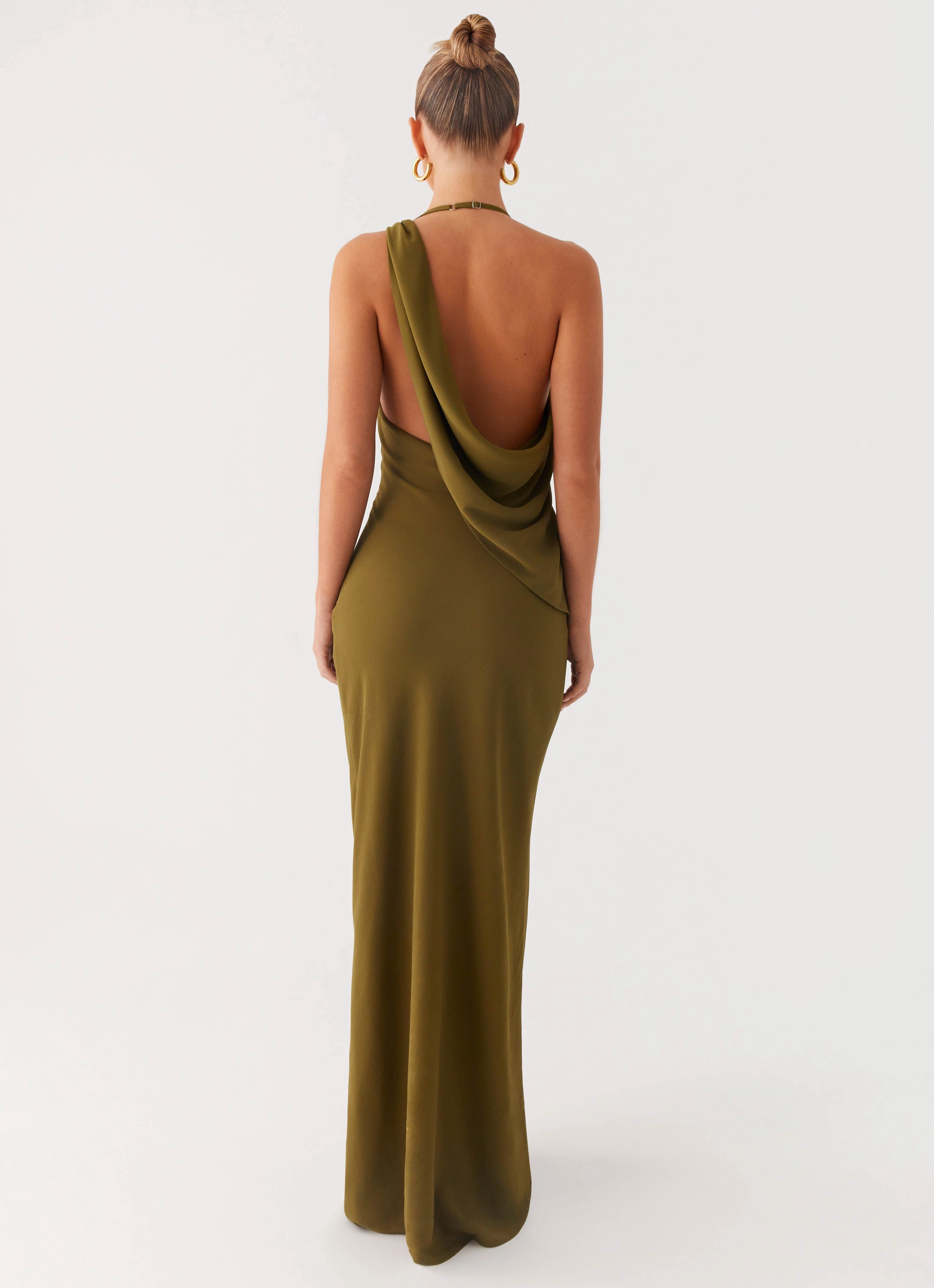 Sporty Look High-waist Opal Glow Maxi Dress - Khaki