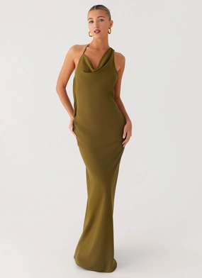 Opal Glow Maxi Dress - Khaki Unique Style Opal Glow Maxi Dress - Khaki Neutral Mood