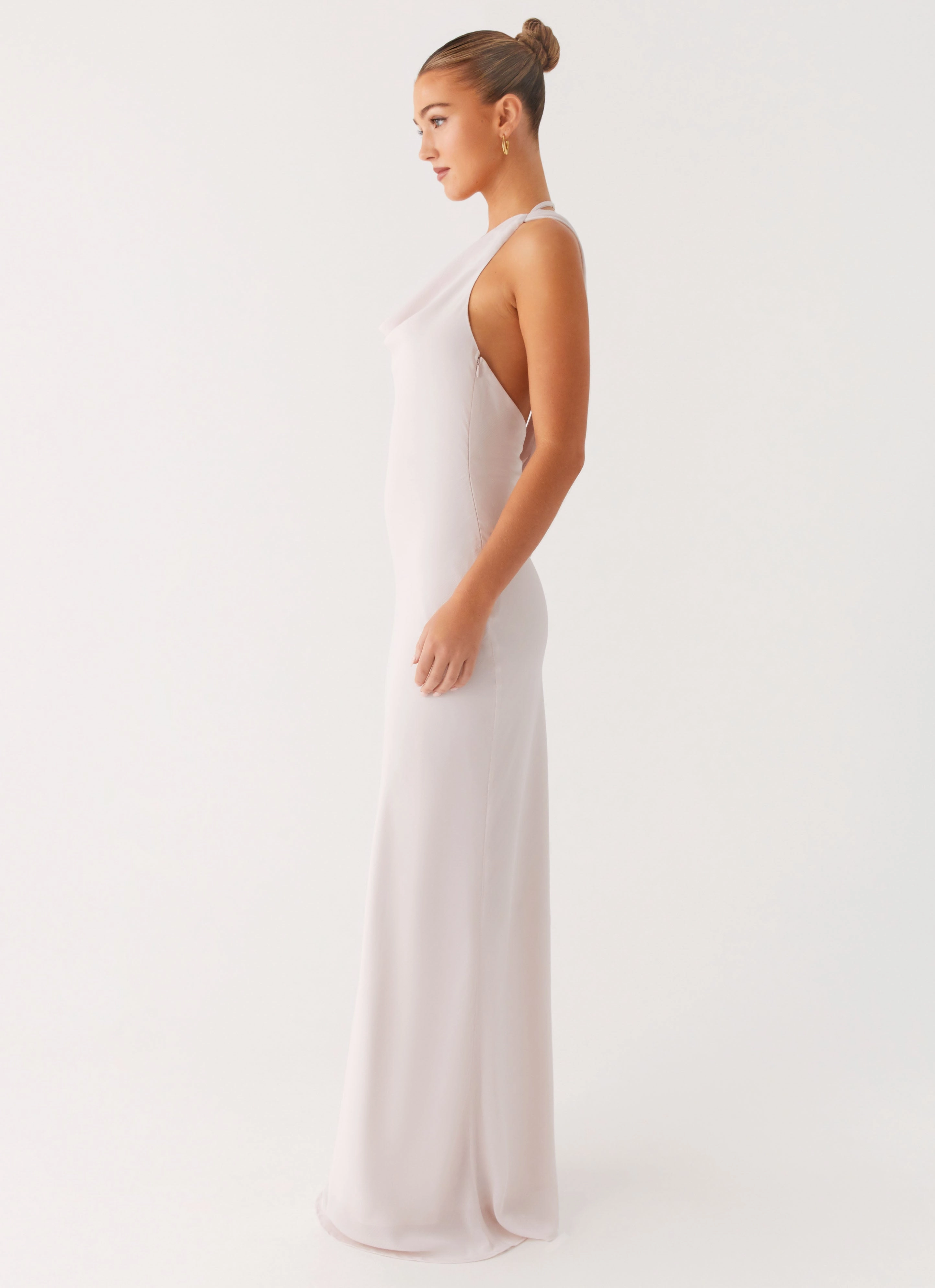 Cold-Shoulder Vintage Vibe Opal Glow Maxi Dress - Off White