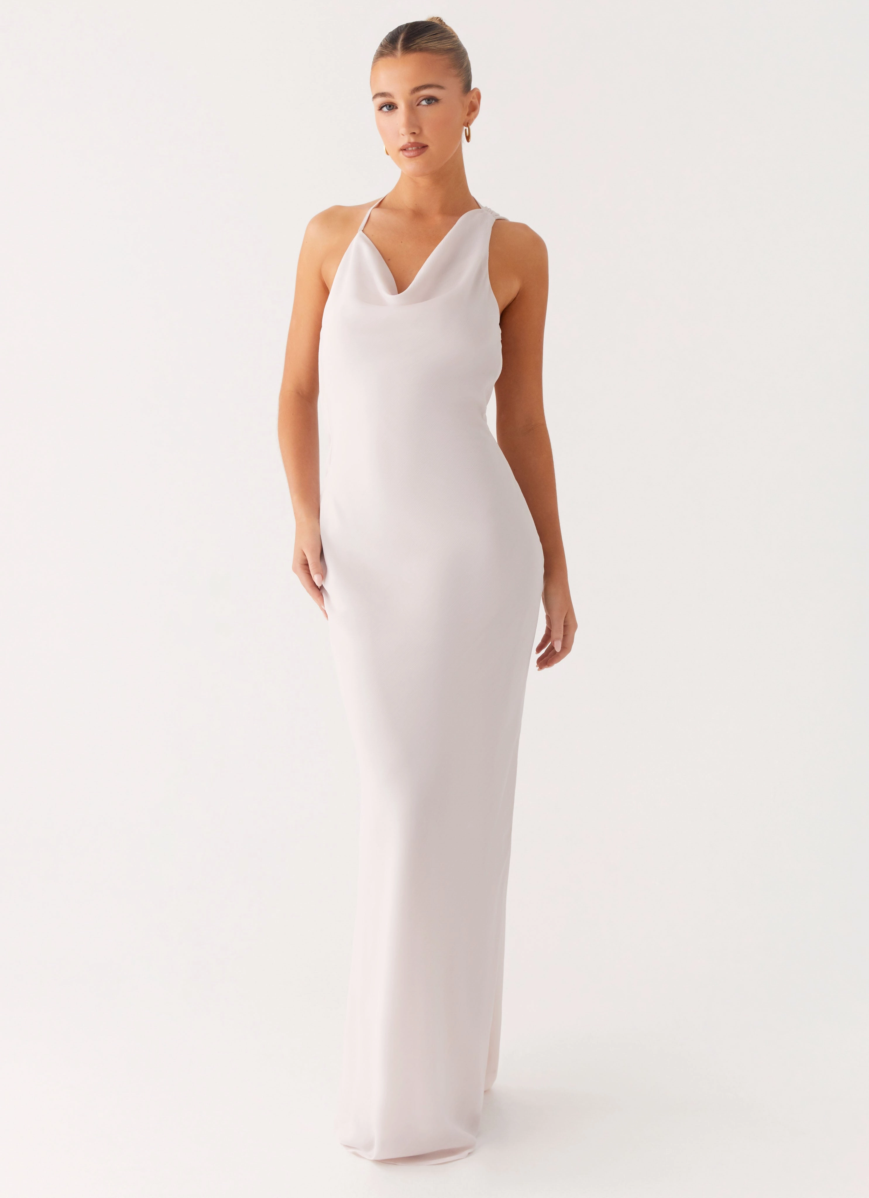 Opal Glow Maxi Dress - Off White Drawstring-Closure Flare Breeze