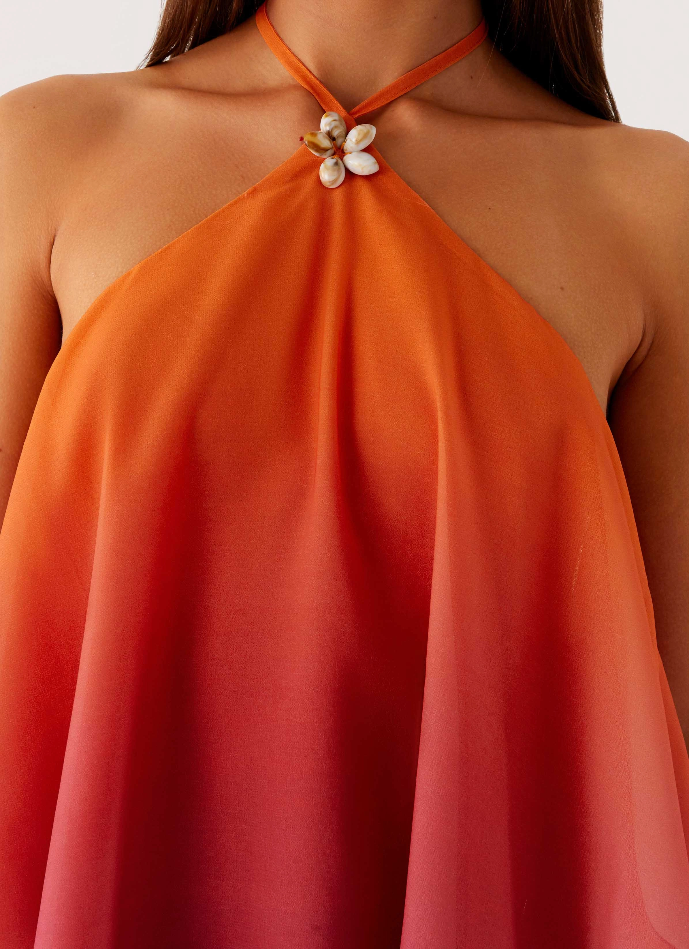Texture Play Bold Structure Twin Flame Mini Dress - Orange Gradient