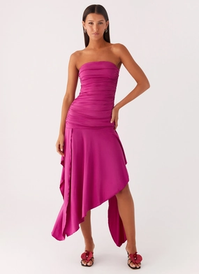 Ora Strapless Maxi Dress - Fuchsia Comfort Layering Soft Wear Ora Strapless Maxi Dress - Fuchsia